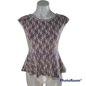 Matilda Jane XS Purple Sleeveless Top With Lace Overlay